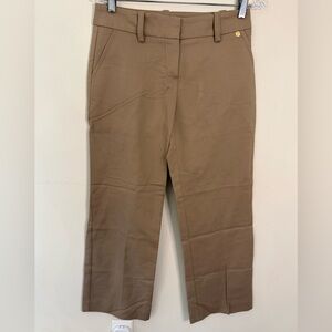 Trina Turk chic khaki straight leg pants zip clasp front pockets belt loops SZ 0
